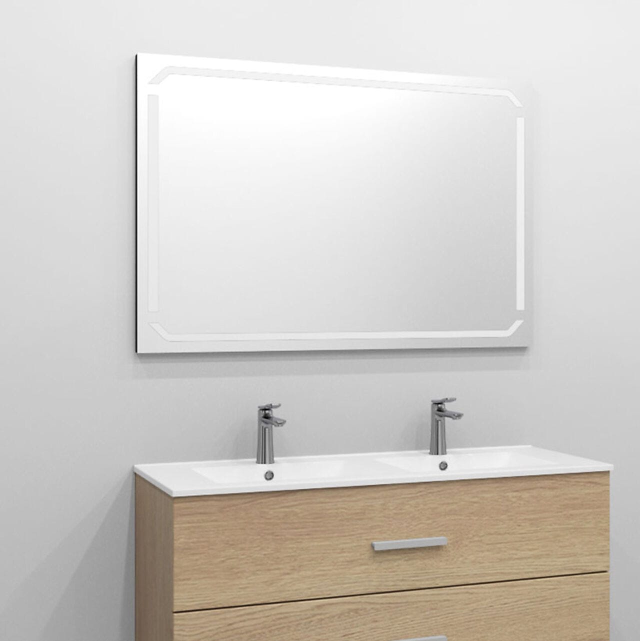 Alterna MIRAGE firkantet speil med lys (ghost frontlys) 120cm Alterna Baderomsspeil DAL-7012727