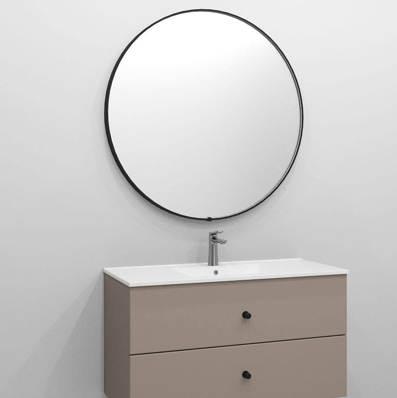 Alterna UMBRA rundt speil med lys (ramme) Svart / 100cm Alterna Baderomsspeil DAL-7012713