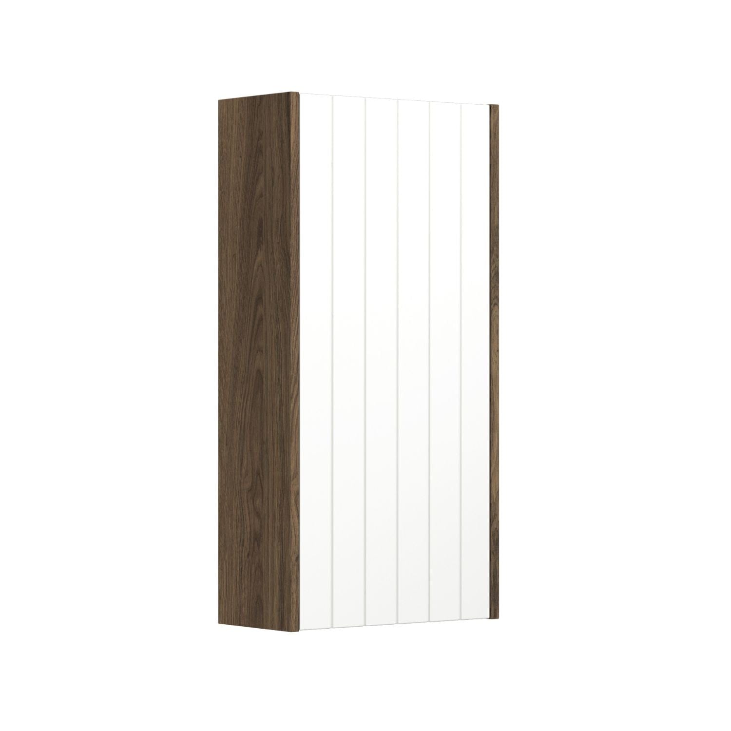 Dansani You Overskap 1 dør B40xH80xD19cm - Rillet Brun eik/Hvit matt / Høyre Dansani Sideskap bad DA-V49-4115