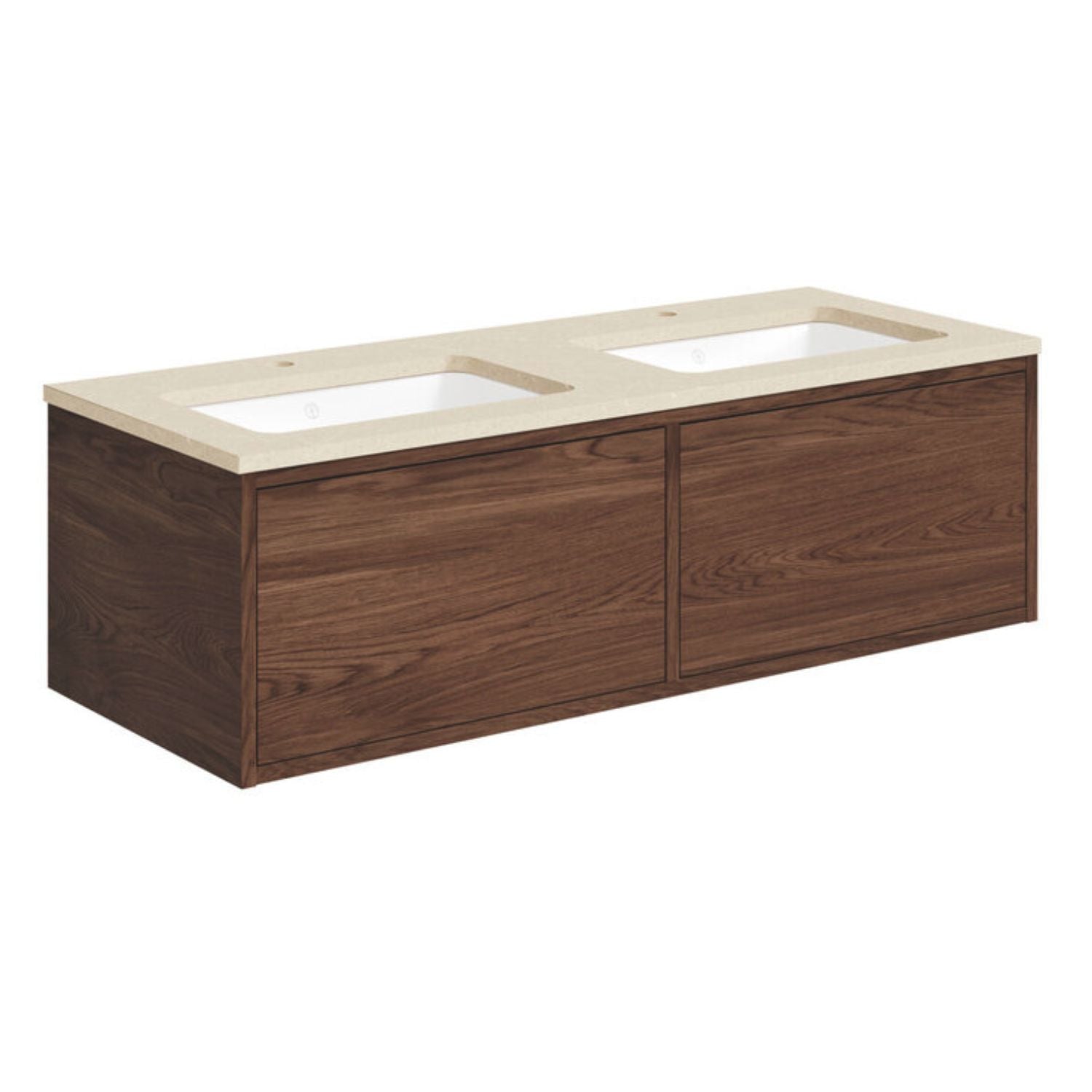 Gustavsberg Ducentic Servantskap med Benkeplate Brun eik / 120cm dobbel / Beige royal 1 hull for kran Gustavsberg Servantskap GRO-GB71DCVU12AWCC2100