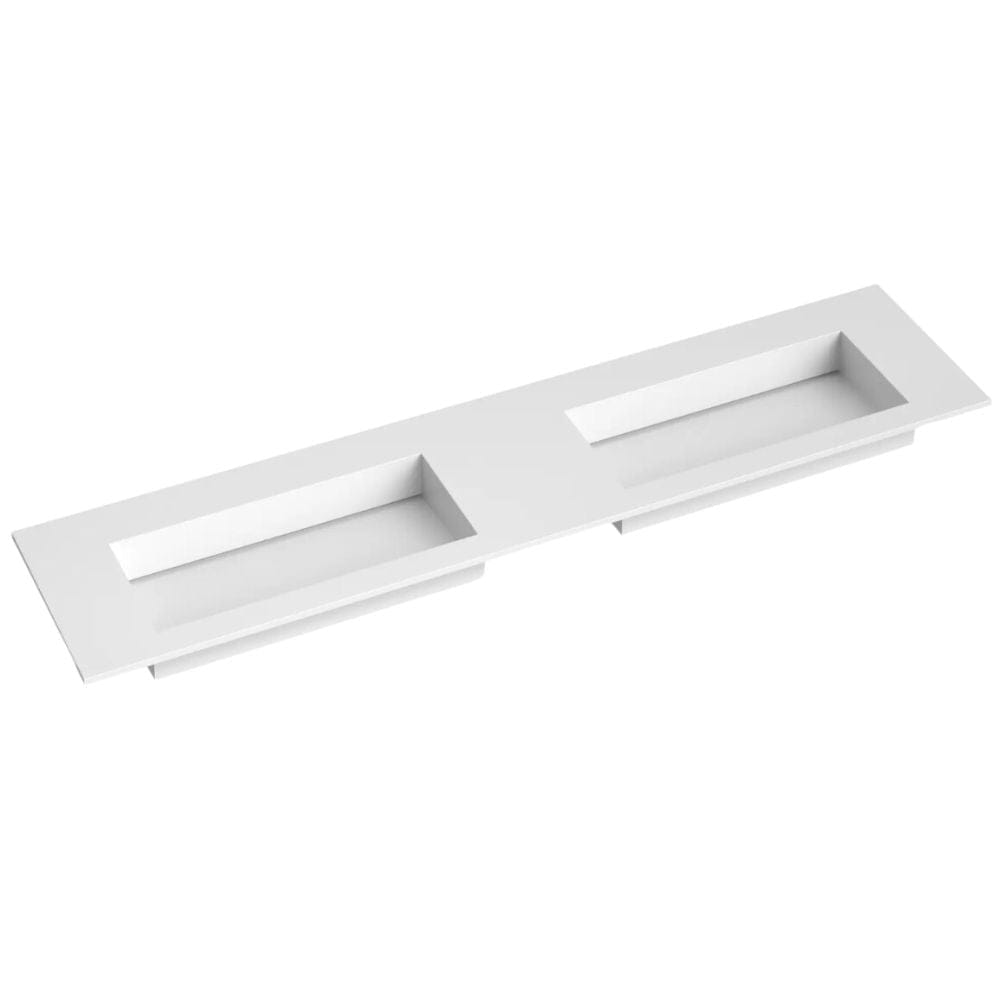 Korsbakken Corian Servant med Flat Bunn uten Kranhull Hvit matt / 200cm dobbel Korsbakken Møbelservant KO-383802201
