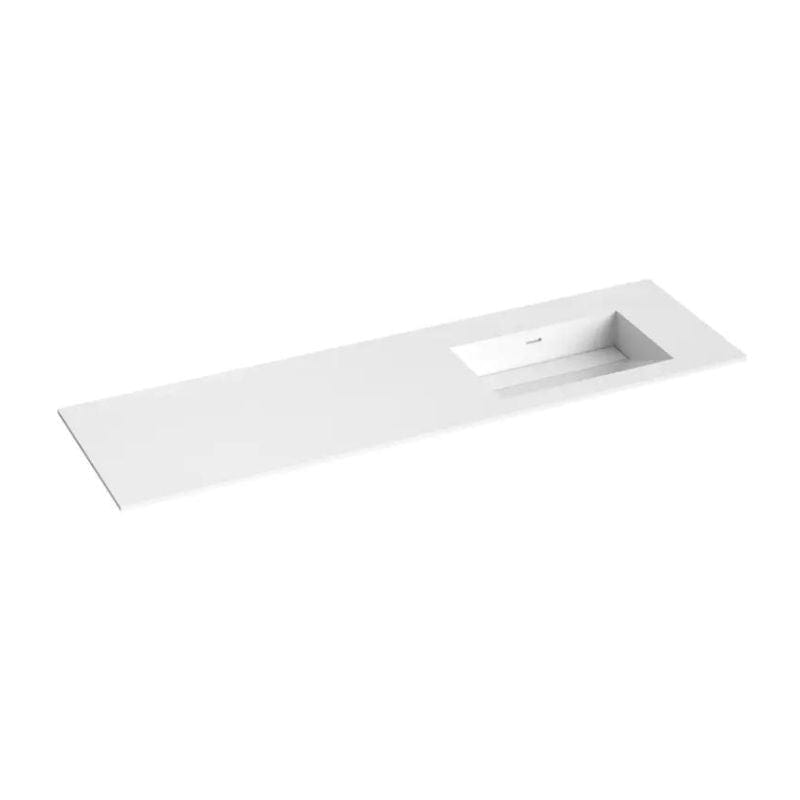 Korsbakken Corian Sidestilt Servant med Skrå Bunn uten Kranhull Hvit matt / 160cm / Høyre Korsbakken Møbelservant KO-373902166