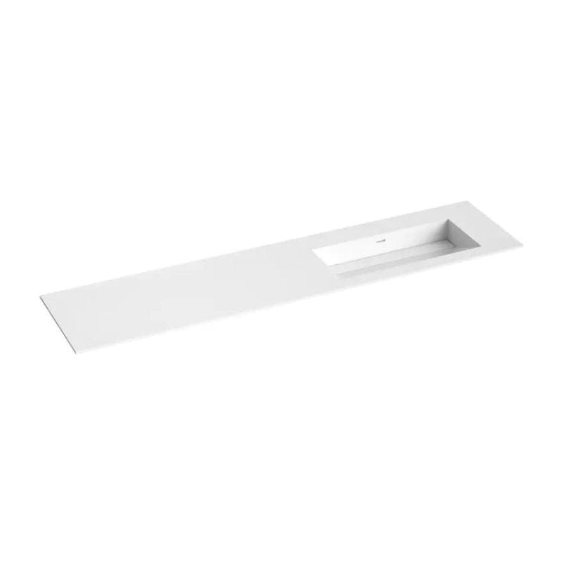 Korsbakken Corian Sidestilt Servant med Skrå Bunn uten Kranhull Hvit matt / 200cm / Høyre Korsbakken Møbelservant KO-373902206