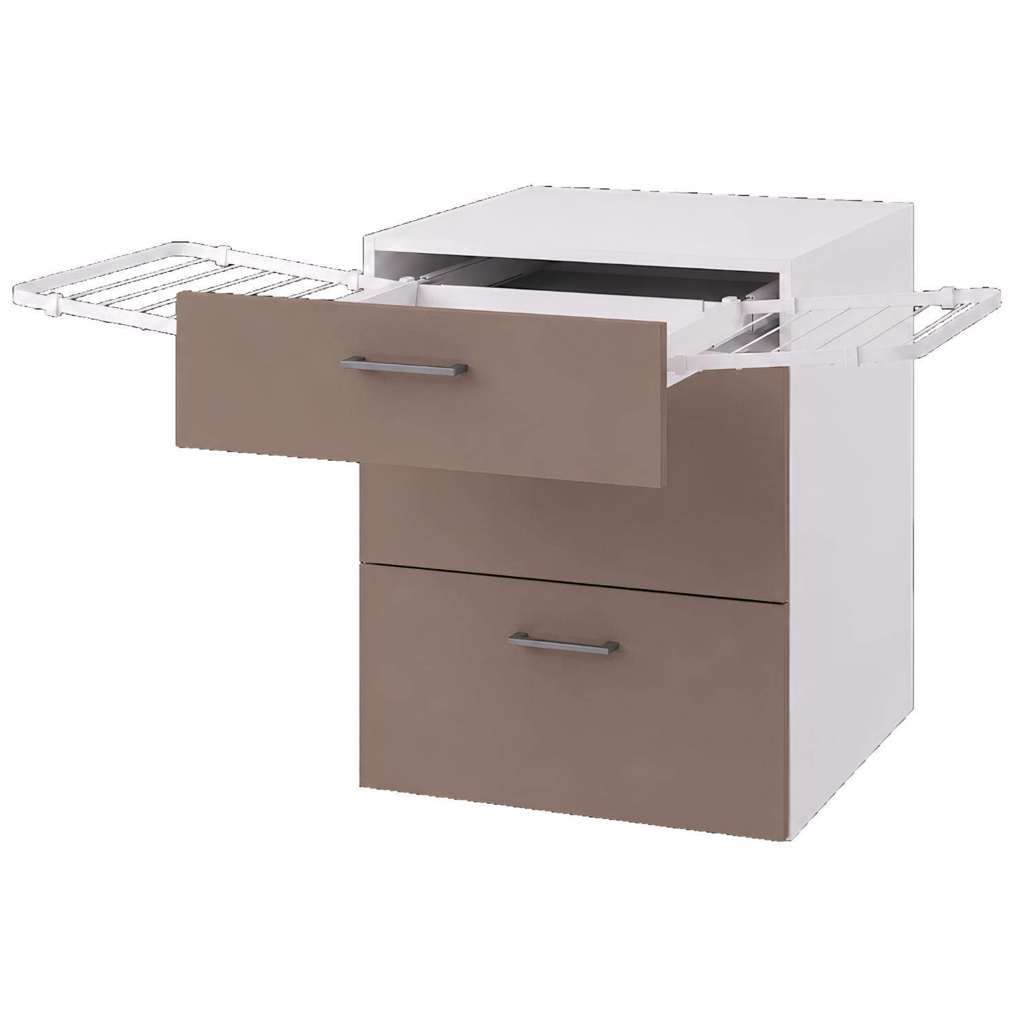 Linn Bad Skuffeseksjon med utrekkbart tørkestativ 2 skuff Lun beige / 60cm Linn Bad Benkeskap vaskerom LB-790406TS