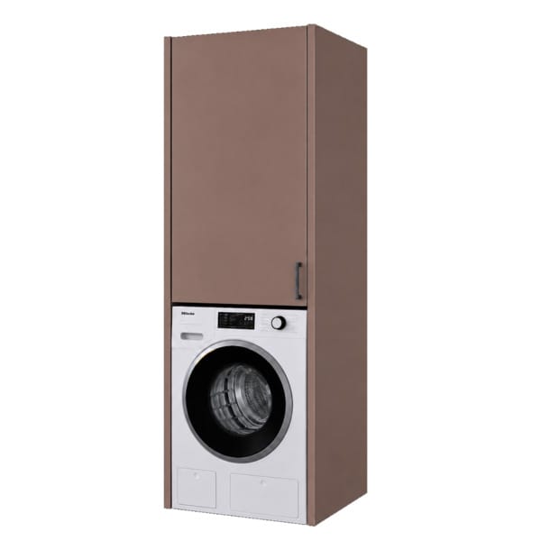 Linn Bad Vaskesøyle til vaskemaskin og tørketrommel med høgskap høgde 124 cm Lun beige Linn Bad Dekkside vaskerom LB-792104H124