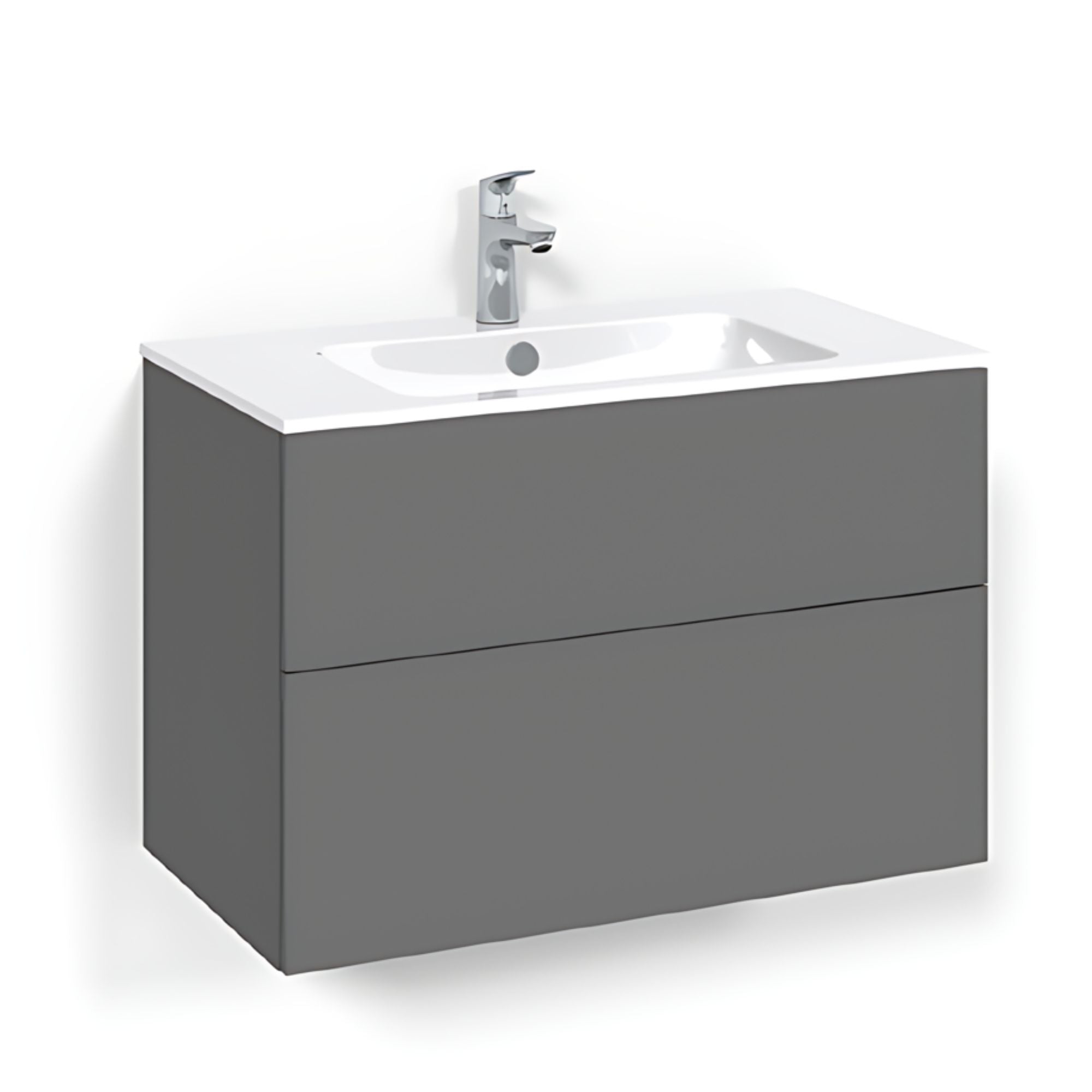 Macro Design CROWN Plain/Push-open Servantskap 2 skuff - med LIGHT servant Antrasitt / 80cm / Light 14 Macro Design Servantskap BUN-FSK80APL14