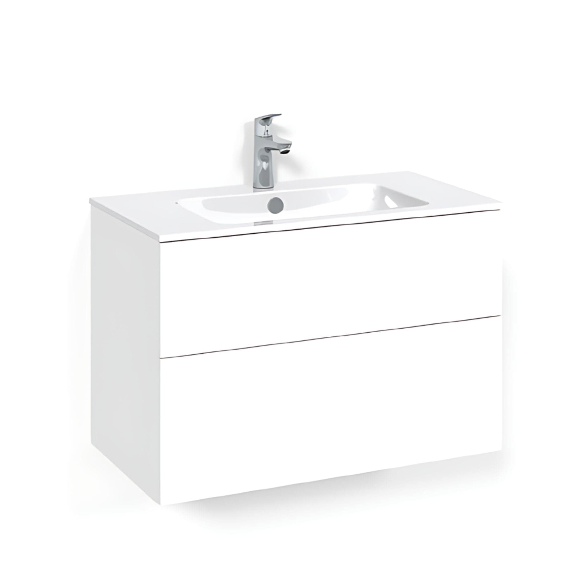 Macro Design CROWN Plain/Push-open Servantskap 2 skuff - med LIGHT servant Hvit / 80cm / Light 14 Macro Design Servantskap BUN-FSK80VPL14