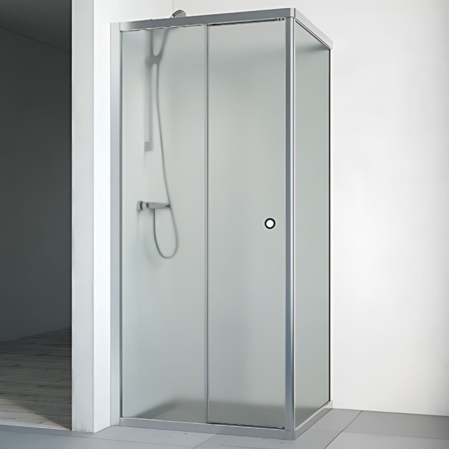 Macro Design FLOW Dusjhjørne Front Ice glass Matt aluminium / 70x80cm / Ice glass Macro Design Dusjhjørne BUN-DHFF7080NIC