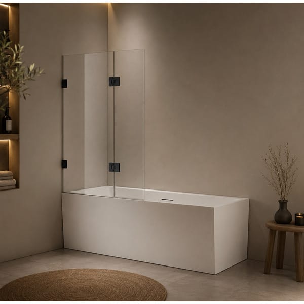 Sanipro STYLE DUO Badekarvegg 8mm glass Svart matt / 105cm / Klart glass Sanipro Badekarvegg SA-20023