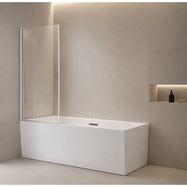 Sanipro TOWN Badekarvegg Krom / 75cm / Klart glass Sanipro Badekarvegg SA-3016