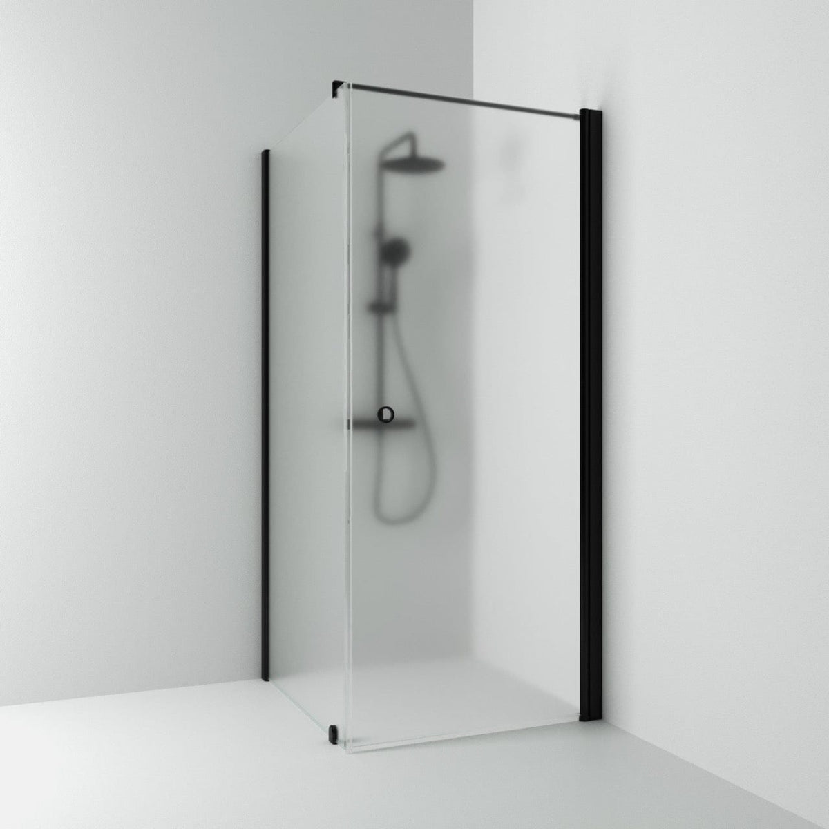 Svedbergs Skoga Dusjhjørne Kombi (vegg+dør) Svart matt / 70x70cm / Frostet glass Svedbergs Dusjhjørne SV-65008277