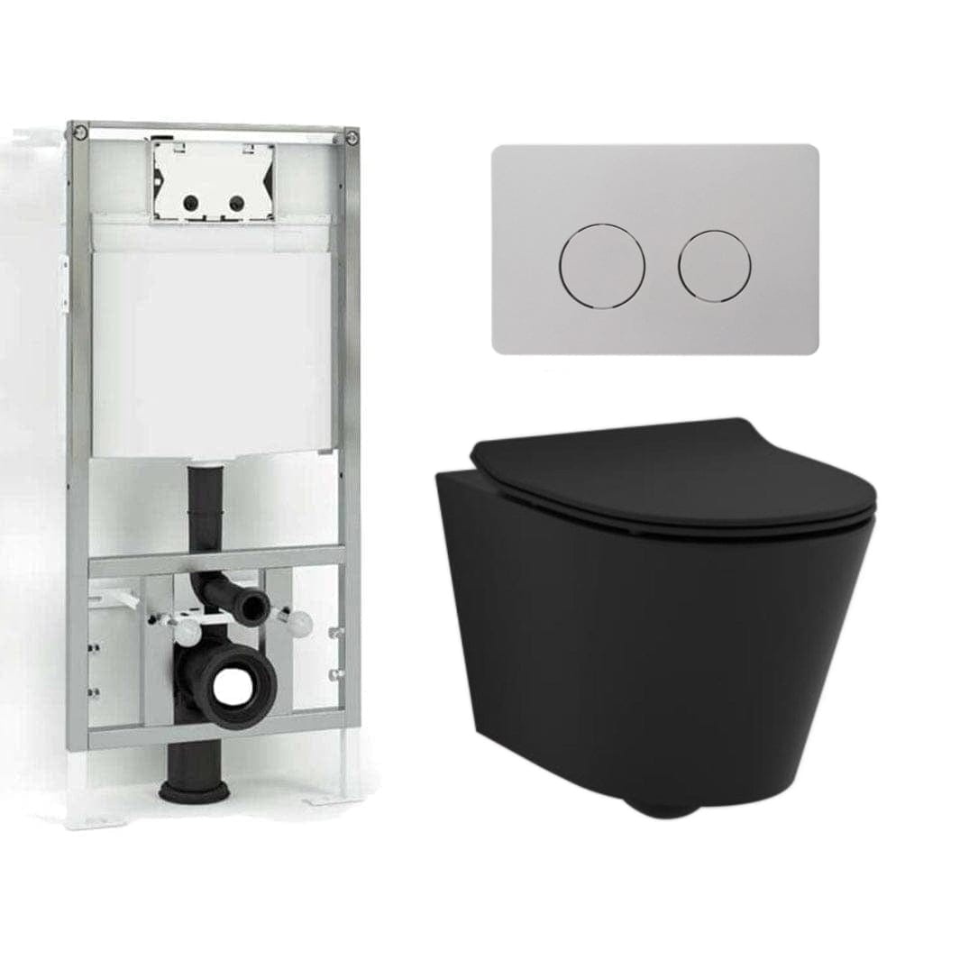 Svedbergs Vege Rimless 3-i-1 Toalettpakke Svart matt / Matt krom Svedbergs Toalettpakker BUN-90770MKR