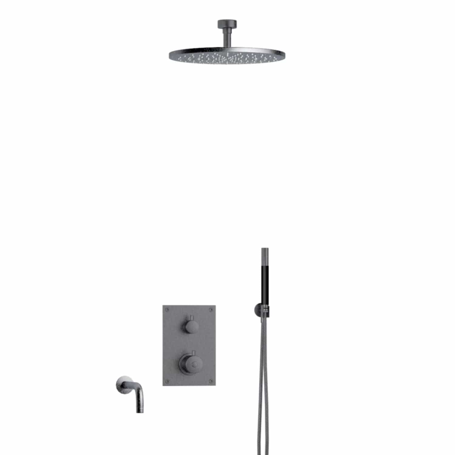 Tapwell BOX7368 Takdusj Innbygging Takmontert Brushed black chrome / 85mm / Ø300mm Tapwell Dusjsett TA-9426950