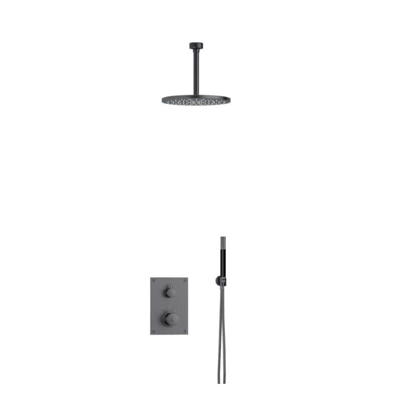 Tapwell Z079 Takdusj Innbygging - komplett Brushed black chrome / 200mm Tapwell Blandebatteri innbygging TA-9426923