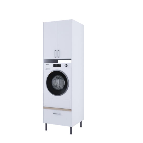 Vaskerom: Linn Bad Vaskesøyle med skuff og overskap høyde Hvit / 60cm / 72cm 2 dører Linn Bad Dekkside vaskerom LB-712106H72