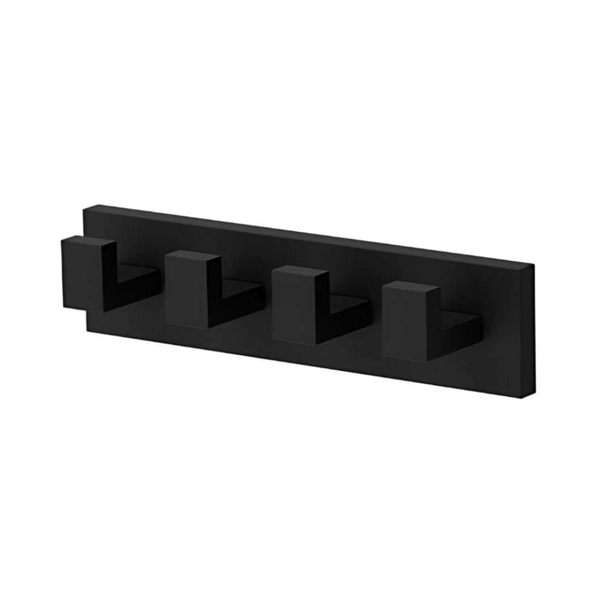 VikingBad Luna Rett Knaggrekke med 4 kroker Svart matt VikingBad Knagger VB-017936-02
