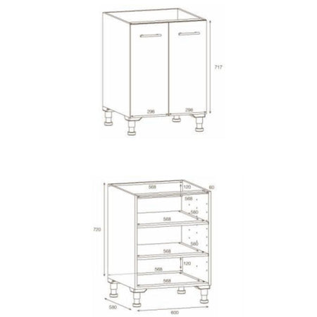 Alterna NEA Vaskerom: Benkeskap med 2 dører B60-80xD60xH72cm