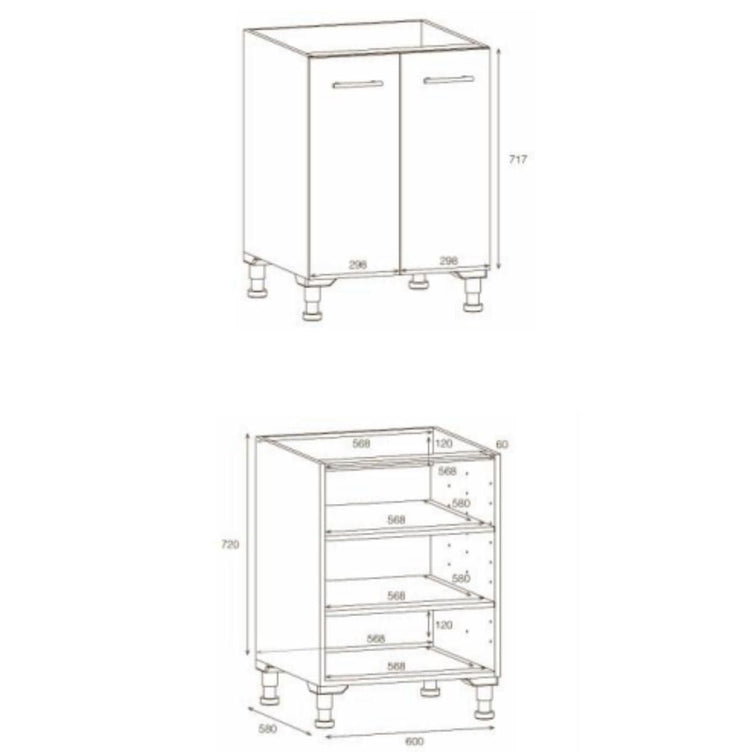 Alterna NEA Vaskerom: Benkeskap med 2 dører B60-80xD60xH72cm