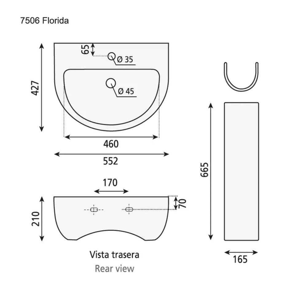Bathco Florida Servant med Pidestal Hvit Bathco Baderomsservant KO-7506