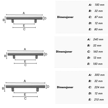 Beslagsboden Håndtak 87-224mm