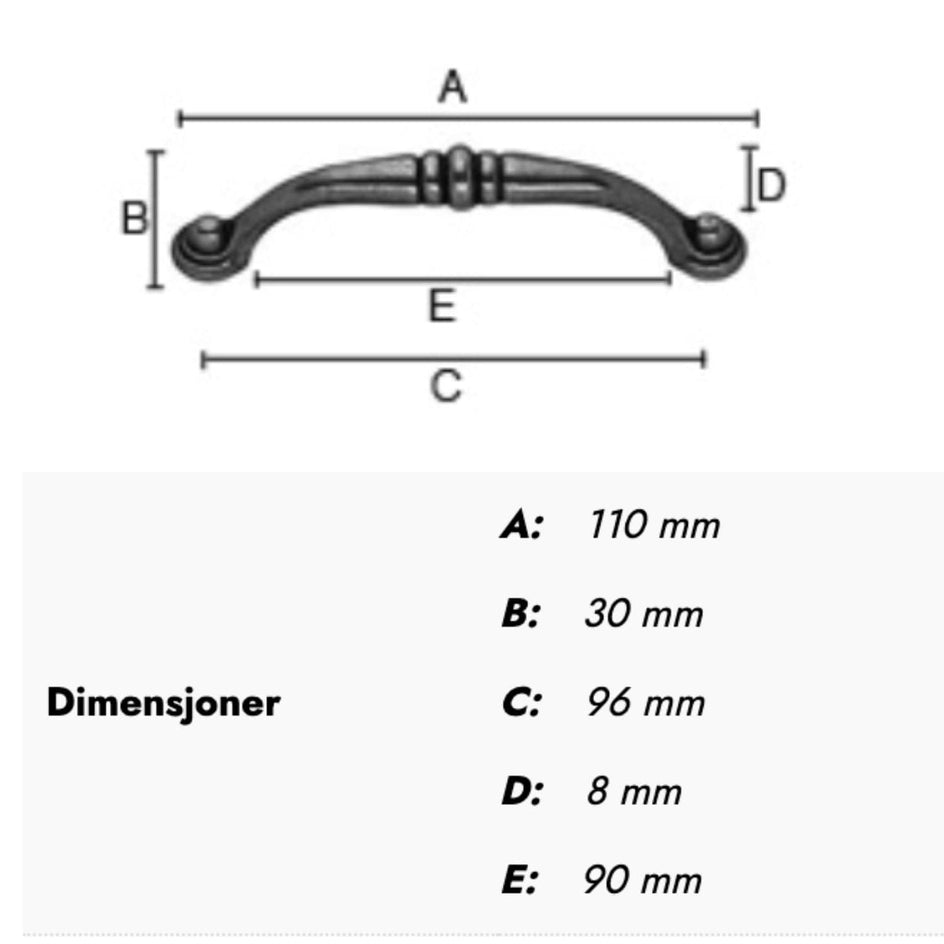 Beslagsboden Skuffehåndtak 96mm Beslagsboden Knotter og håndtak