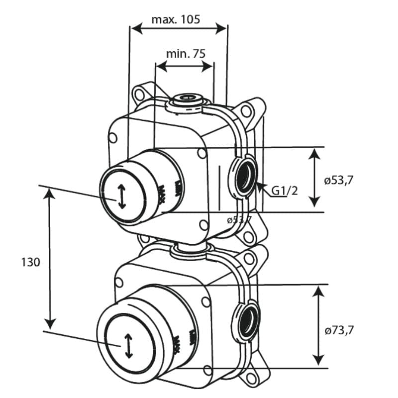 Damixa Skjult Termostat 2-veis avleder Damixa Dusjtilbehør KO-5704300