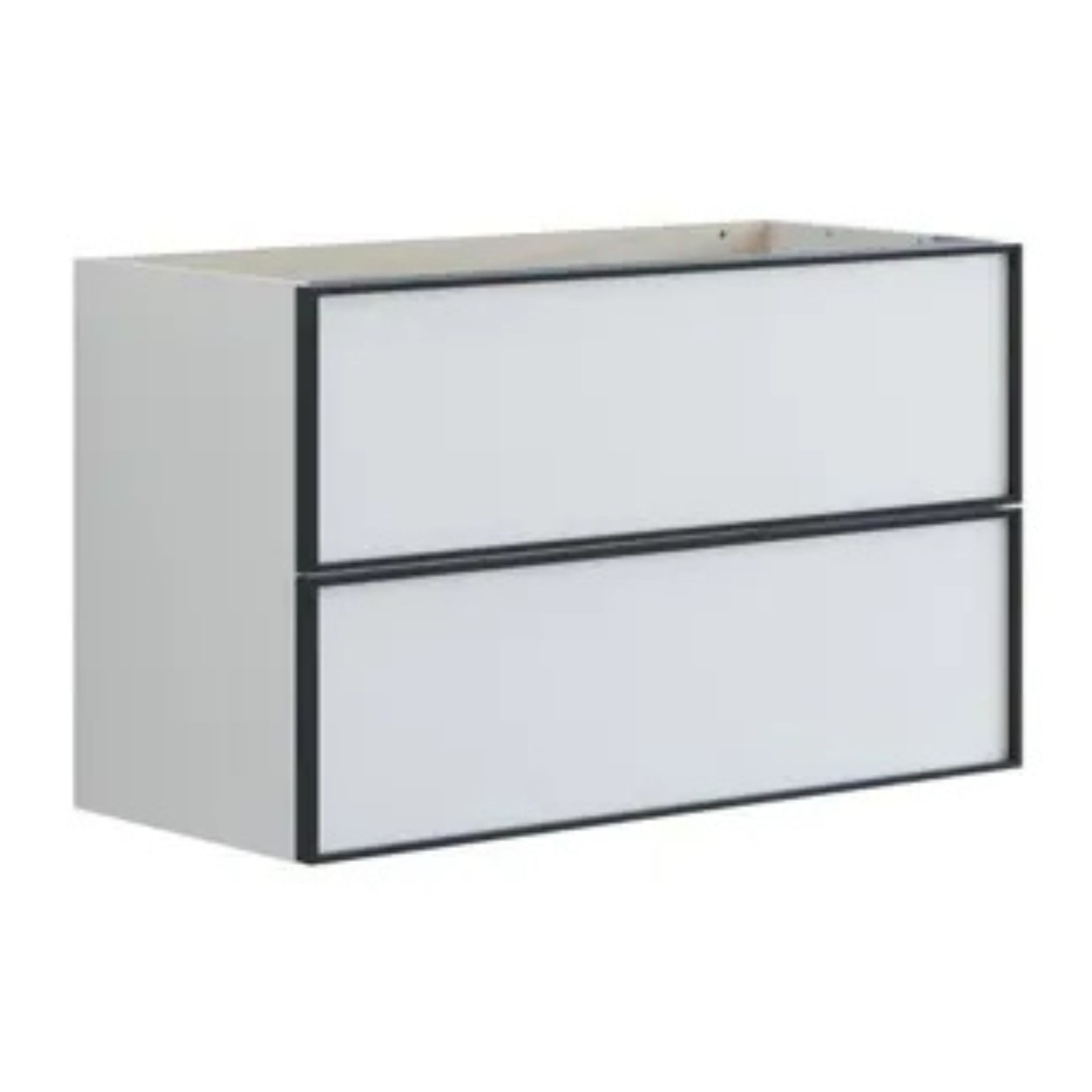 Dansani Inzo Alu-ramme Svart Servantskap Slim 2 Skuff Hvit matt / 80cm Dansani Servantskap DA-U08-8010