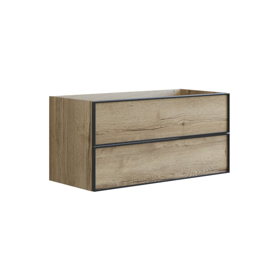 Dansani Inzo Alu-ramme svart Underskap 2 skuff B60-120xH48xD44cm Natur eik / 100cm Dansani Sideskap bad DA-U35-8049