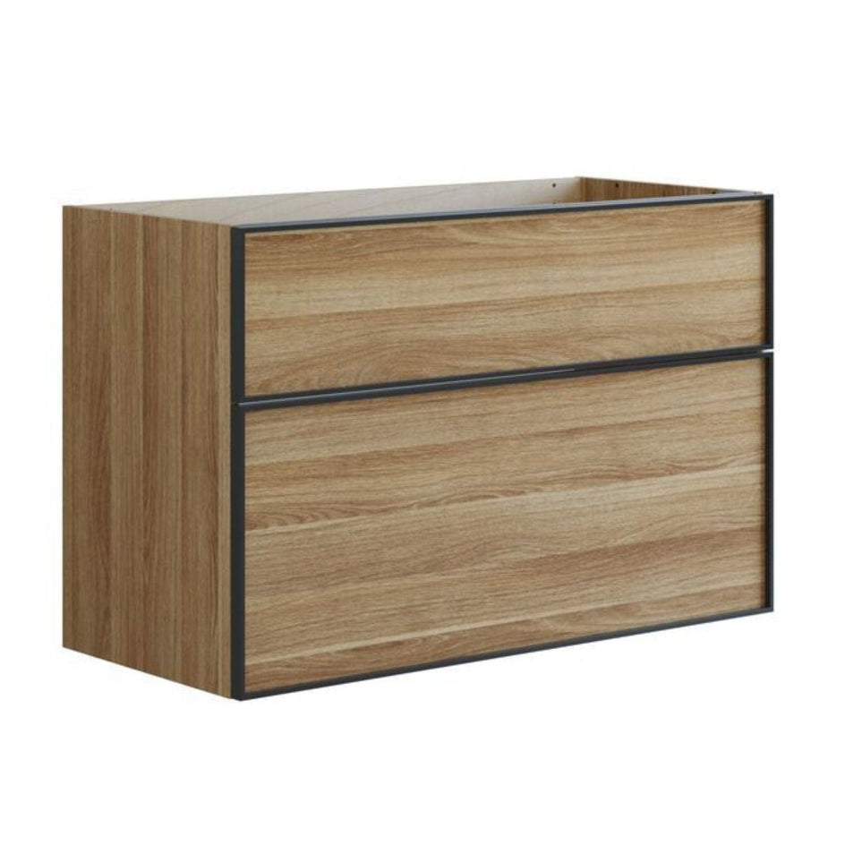 Dansani Inzo Alu-ramme svart Underskap 2 skuff Varm eik / 100cm Dansani Sideskap bad DA-U39-8055