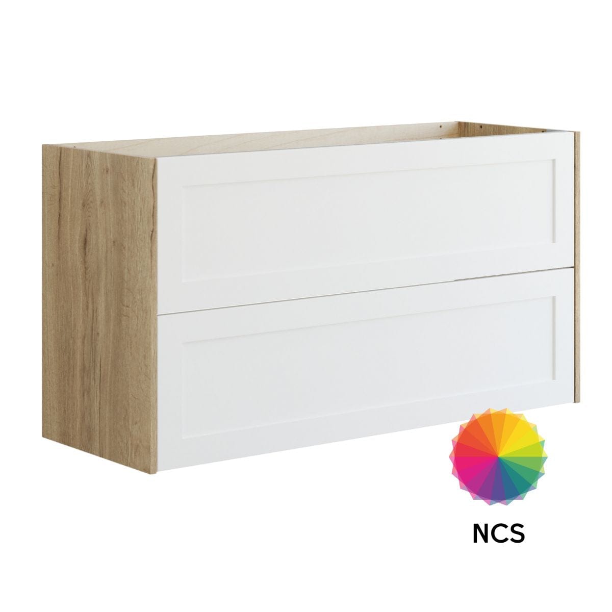 Dansani Inzo Classic Ramme Servantskap 2 skuff B60-120xH64xD44cm Natur eik/NCS farge / 120 cm dobbel Dansani Servantskap DA-T10-3092