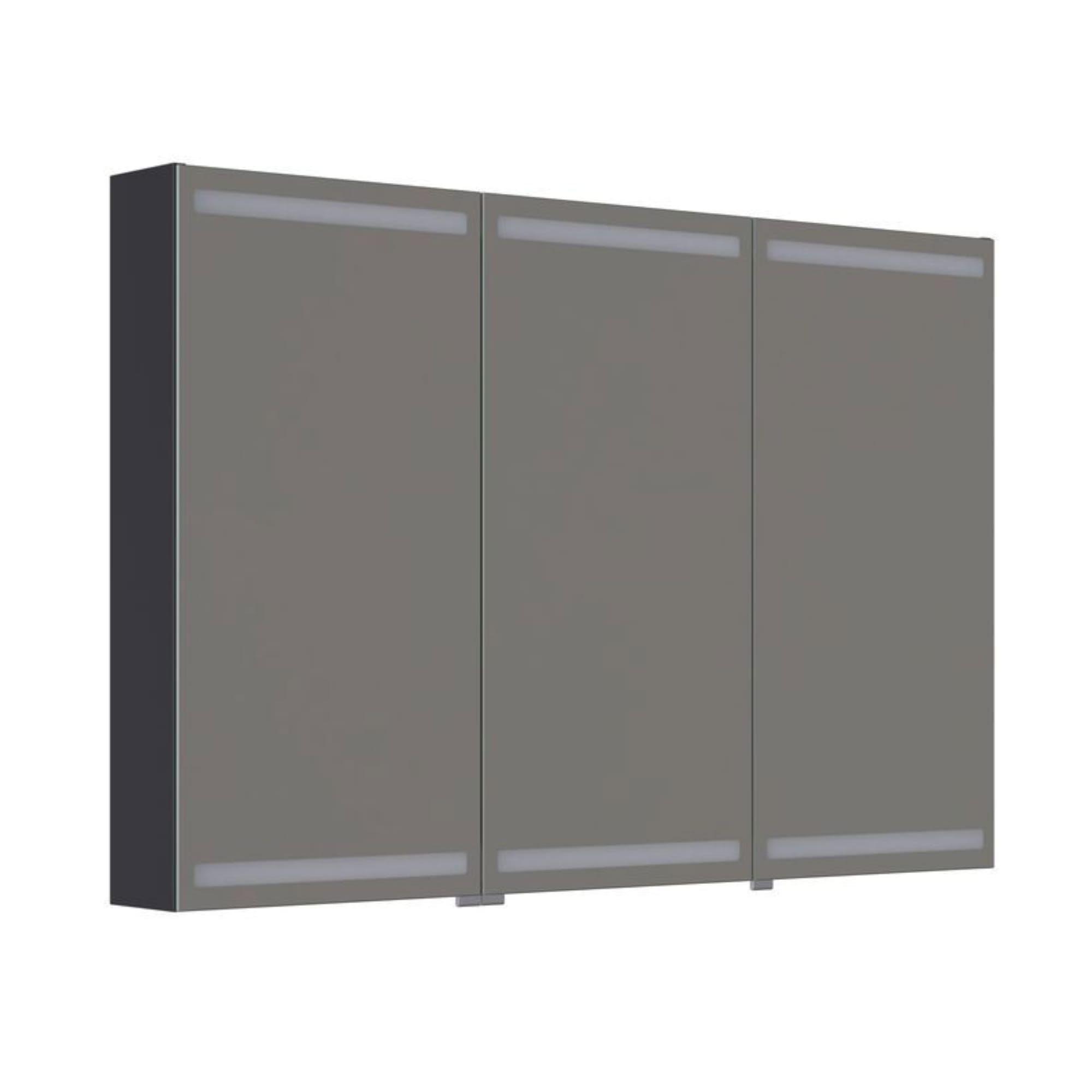 Dansani Inzo Level Speilskap Sort gummi / 120 cm 3 dører Dansani Speilskap DA-S873-137