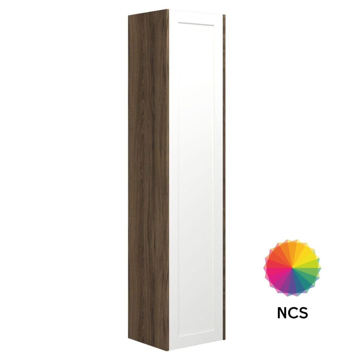 Dansani Inzo Ramme Høyskap Slim 1 dør Brun eik/NCS farge / 40cm Versjon A / Høyre hengslet Dansani Høyskap bad DA-T20-3193
