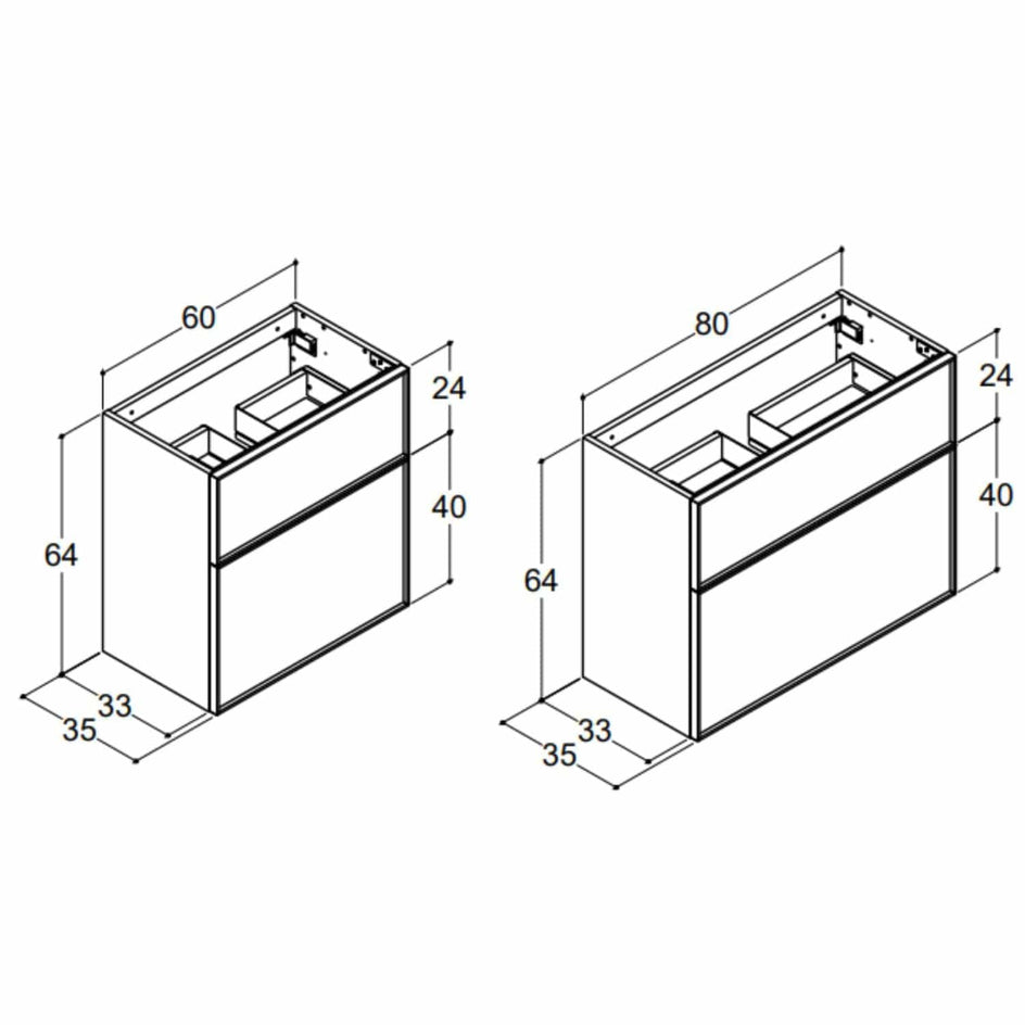 Dansani Inzo Servantskap B60-80xH64xD35cm, Slim, Alu-ramme svart Dansani Servantskap