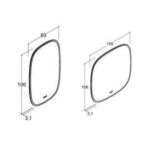 Dansani SQUIRCLE ellipse speil med lys og lysstyring (backlight)