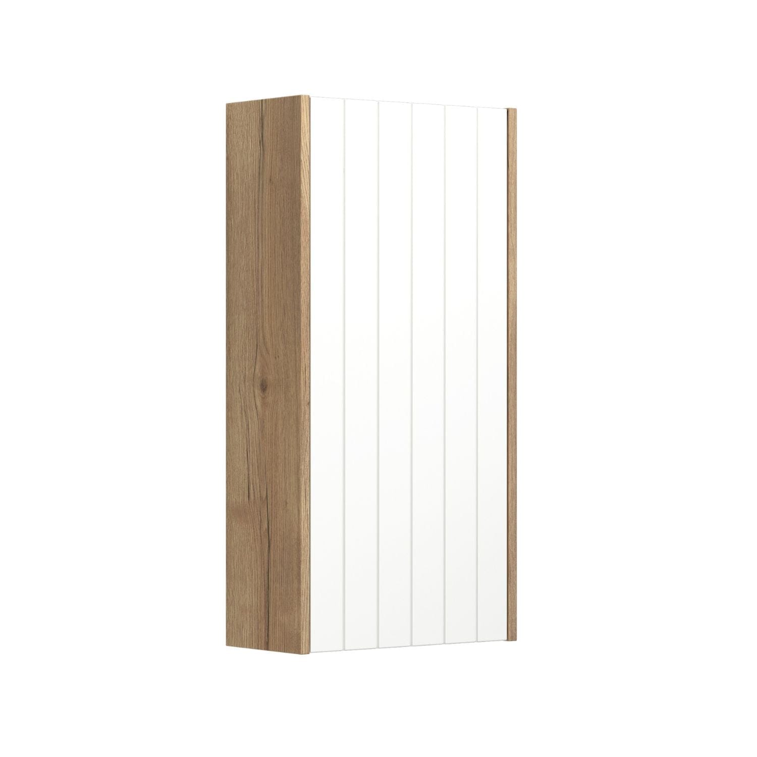 Dansani You Overskap 1 dør B40xH80xD19cm - Rillet Natur eik/Hvit matt / Høyre Dansani Sideskap bad DA-V49-4114