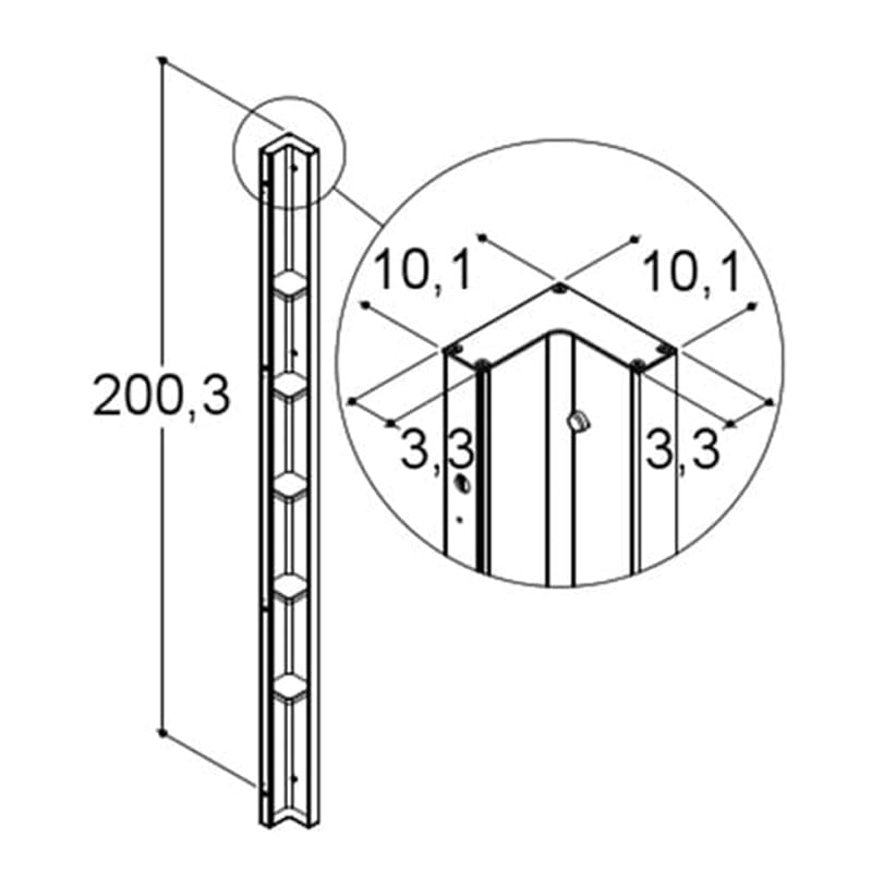 DansaniTower 200x10x10 cm, Dusjoppbevaring, 5 hyller Dansani Baderomshylle