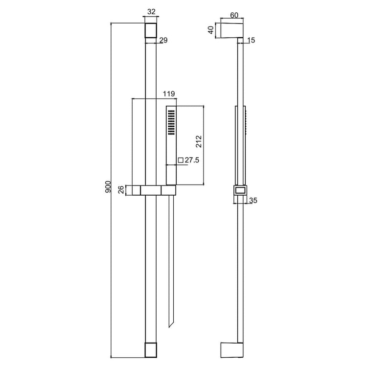 Fima Dusjsett Zeta F2443 Kubisk Hånddusj