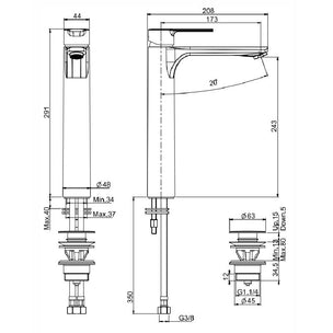 Fima Servantbatteri Mast F3131 Høy