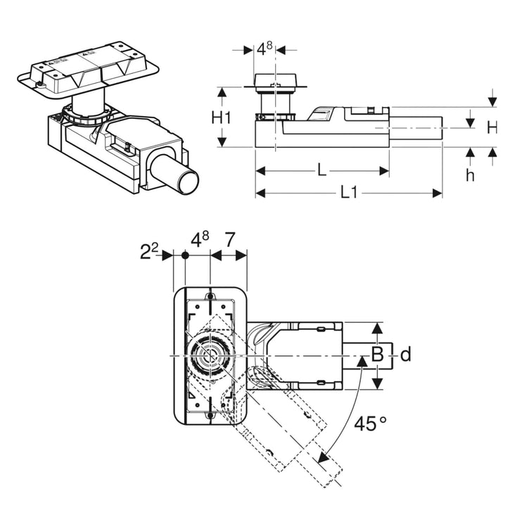 Geberit 50mm cleanLine installasjonssett