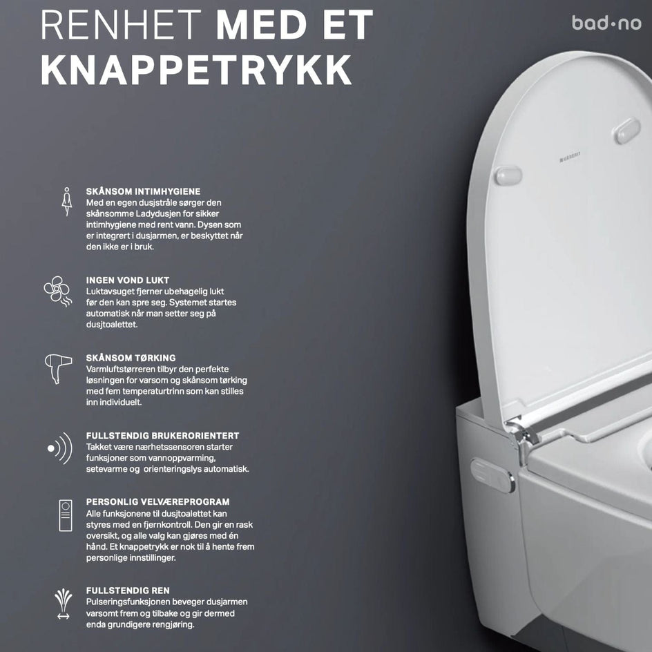 Geberit AquaClean Mera Comfort Vegghengt toalett Geberit Dusjtoalett