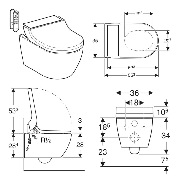 Geberit AquaClean TUMA Comfort vegghengt dusjtoalett