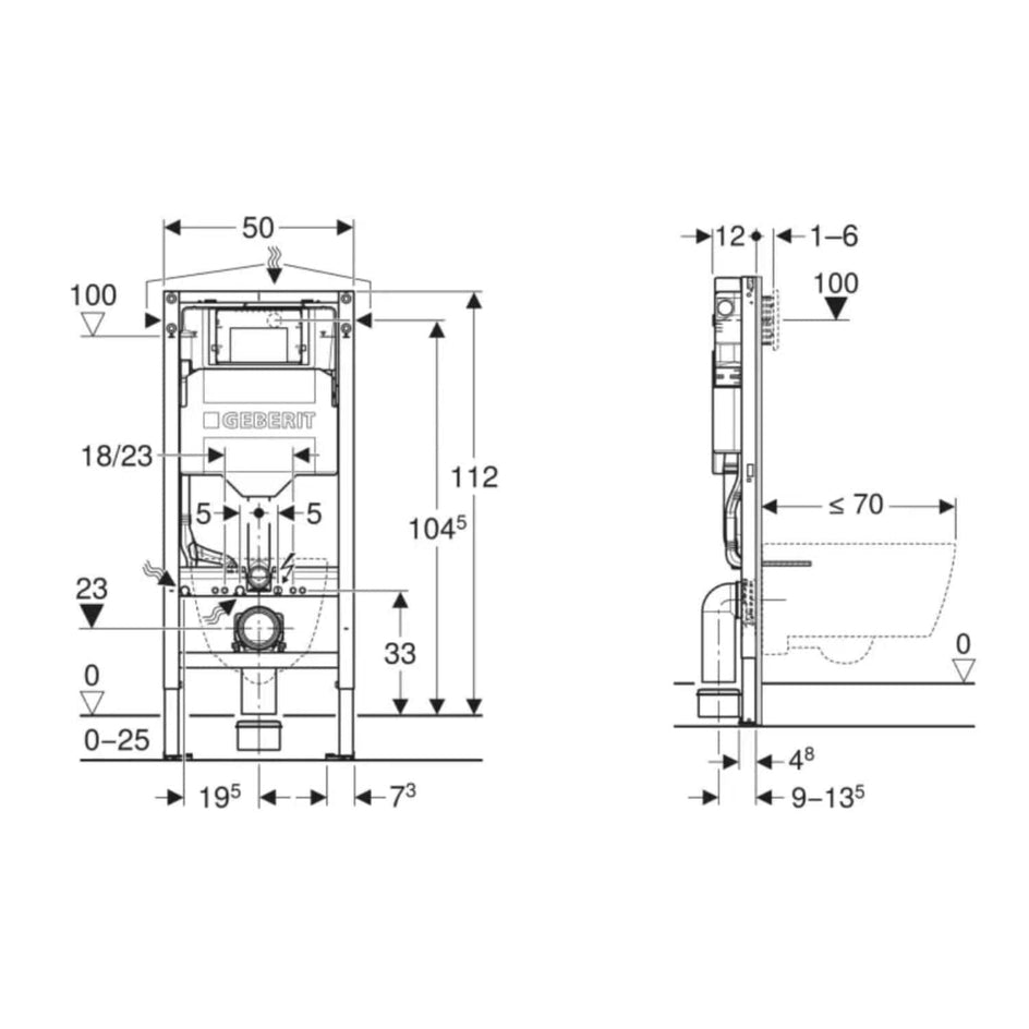 Geberit Duofix Sigma Innbyggingssisterne 112cm Geberit Innbyggingssisterne