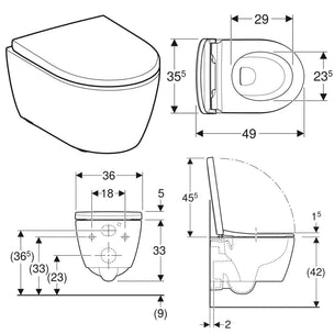 Geberit ICON Kompakt Rimfree vegghengt toalett