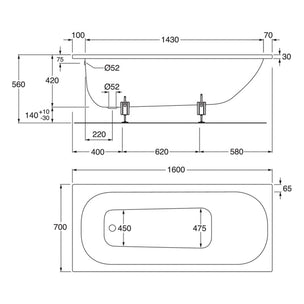 Gustavsberg Badekar Innbygging 140-170