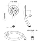 Habo Dahlia Dusjhode 3-spray med 150cm slange