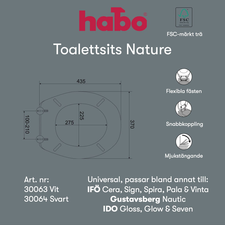 Habo Nature Toalettsete Universal med soft close Habo Toalettsete