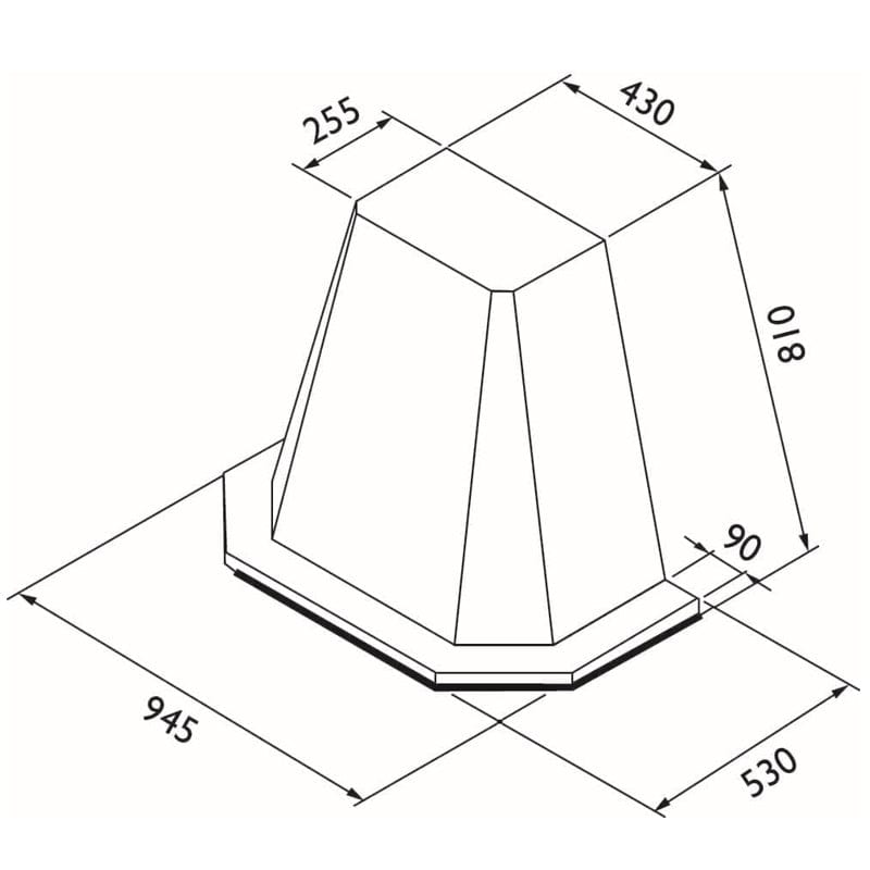 Harmoni Sense Veggh. 95 x 81 m/mdf mantel Børstet stål Røroshetta Kjøkkenvifte 106300