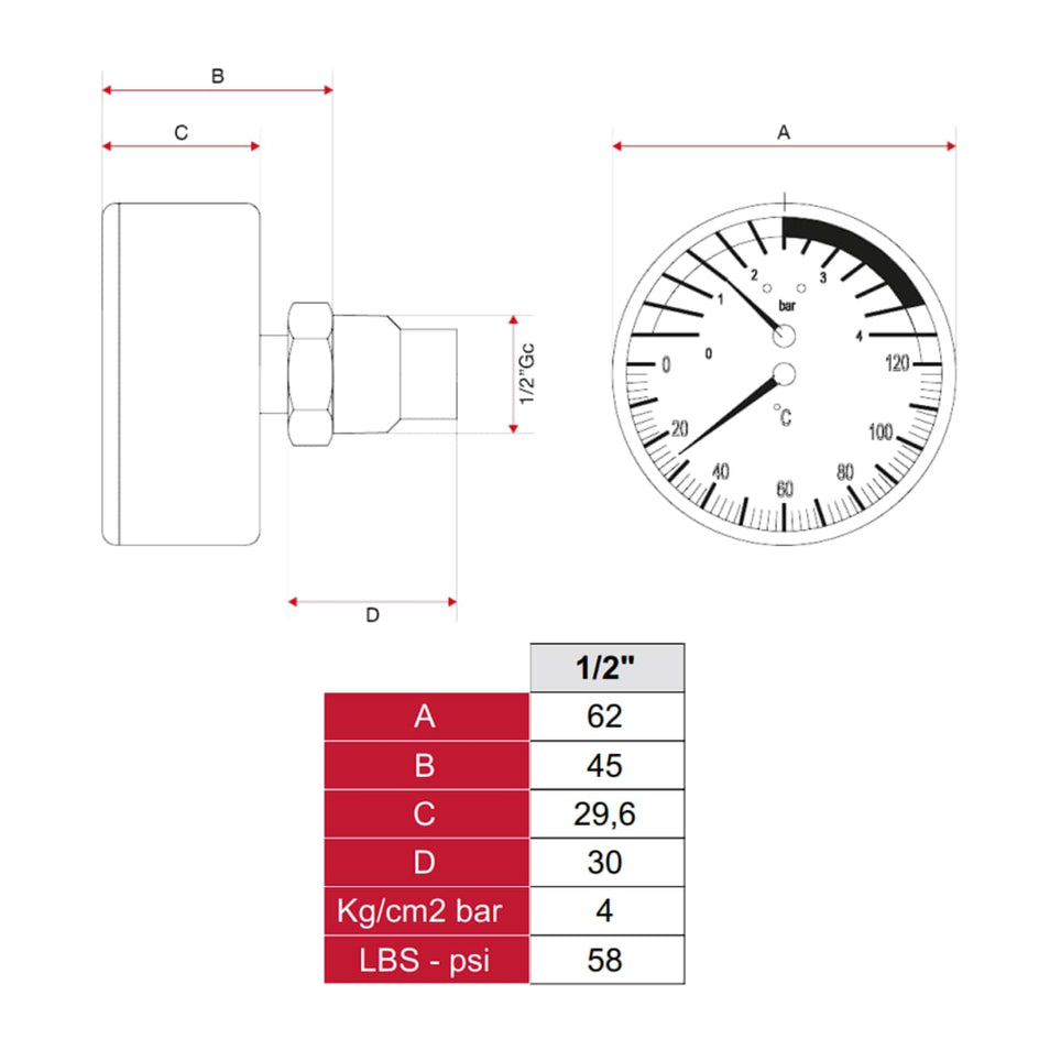 Høiax Hydrotermometer Høiax Termometer gulvvarme HO-8378466