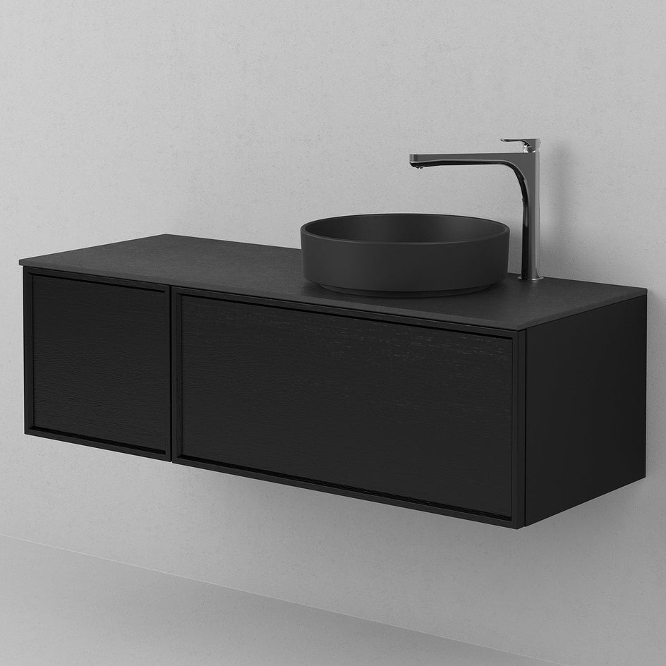 INR AIR Benkeplate Kvartskompositt med hull til servantbatteri H12xD455mm INR Iconic Nordic Rooms Benkeplate bad