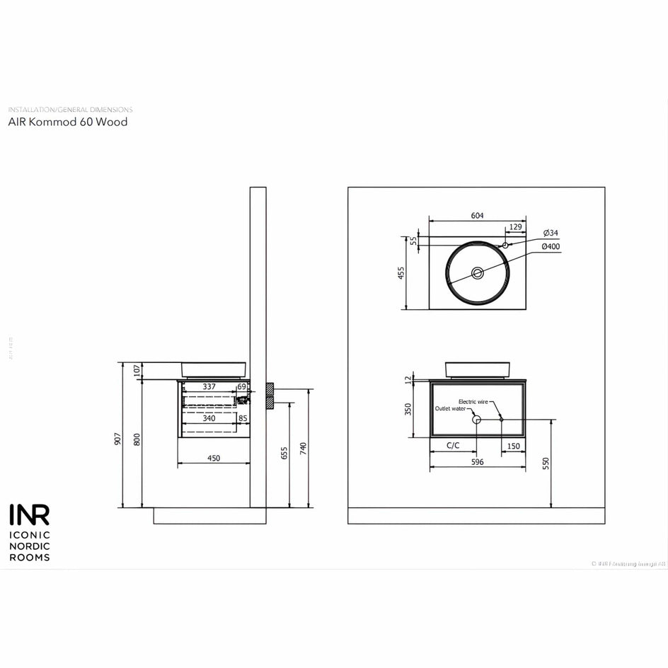 INR Air Wood Servantskap Hel front med 2 Skuffer INR Iconic Nordic Rooms Servantskap